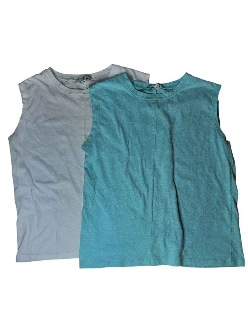 Freshman 1996 Women Sleeveless T Shirt x2 Blue White Small Pullover Seam Slub